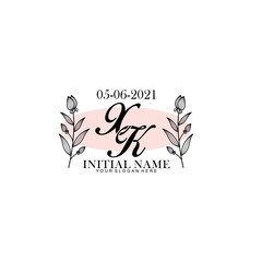 XK Initial letter handwriting and signature logo. Beauty vector initial logo .Fashion  boutique  floral and botanical