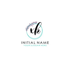 XK Initial letter handwriting and signature logo. Beauty vector initial logo .Fashion  boutique  floral and botanical