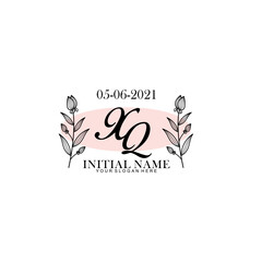XQ Initial letter handwriting and signature logo. Beauty vector initial logo .Fashion  boutique  floral and botanical