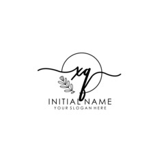 XQ Luxury initial handwriting logo with flower template, logo for beauty, fashion, wedding, photography