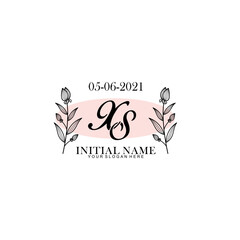 XS Initial letter handwriting and signature logo. Beauty vector initial logo .Fashion  boutique  floral and botanical