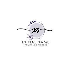 XS Luxury initial handwriting logo with flower template, logo for beauty, fashion, wedding, photography