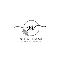 Obraz premium XV Luxury initial handwriting logo with flower template, logo for beauty, fashion, wedding, photography