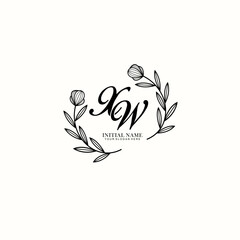 XW Initial letter handwriting and signature logo. Beauty vector initial logo .Fashion  boutique  floral and botanical