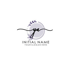 YA Luxury initial handwriting logo with flower template, logo for beauty, fashion, wedding, photography