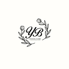 YB Initial letter handwriting and signature logo. Beauty vector initial logo .Fashion  boutique  floral and botanical