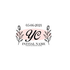 YC Initial letter handwriting and signature logo. Beauty vector initial logo .Fashion  boutique  floral and botanical