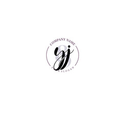 YJ Initial letter handwriting and signature logo. Beauty vector initial logo .Fashion  boutique  floral and botanical
