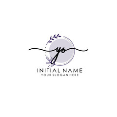 YO Luxury initial handwriting logo with flower template, logo for beauty, fashion, wedding, photography