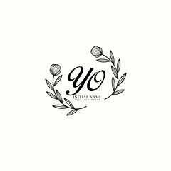 YO Beauty vector initial logo art  handwriting logo of initial signature, wedding, fashion, jewelry, boutique, floral