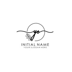 YO Luxury initial handwriting logo with flower template, logo for beauty, fashion, wedding, photography