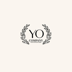 YO Beauty vector initial logo art  handwriting logo of initial signature, wedding, fashion, jewelry, boutique, floral