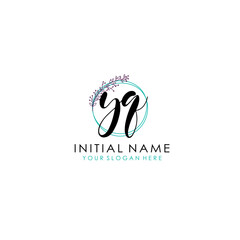 Fototapeta premium YQ Beauty vector initial logo art handwriting logo of initial signature, wedding, fashion, jewelry, boutique, floral