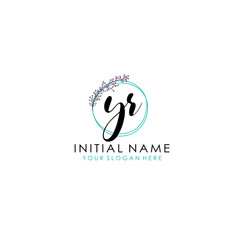 YR Beauty vector initial logo art  handwriting logo of initial signature, wedding, fashion, jewelry, boutique, floral
