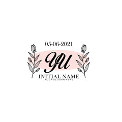 YU Initial letter handwriting and signature logo. Beauty vector initial logo .Fashion  boutique  floral and botanical