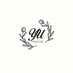 YU Initial letter handwriting and signature logo. Beauty vector initial logo .Fashion  boutique  floral and botanical