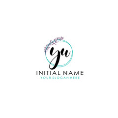 YU Initial letter handwriting and signature logo. Beauty vector initial logo .Fashion  boutique  floral and botanical