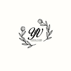 YV Initial letter handwriting and signature logo. Beauty vector initial logo .Fashion  boutique  floral and botanical
