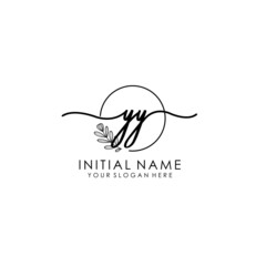 YY Luxury initial handwriting logo with flower template, logo for beauty, fashion, wedding, photography