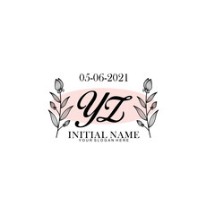 YZ Initial letter handwriting and signature logo. Beauty vector initial logo .Fashion  boutique  floral and botanical