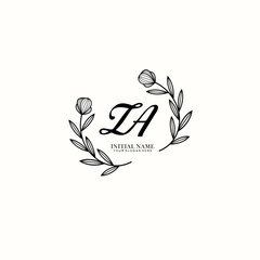 Fototapeta premium ZA Initial letter handwriting and signature logo. Beauty vector initial logo .Fashion boutique floral and botanical