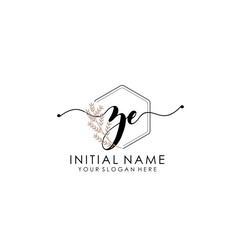 ZE Luxury initial handwriting logo with flower template, logo for beauty, fashion, wedding, photography