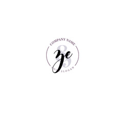 ZE Initial letter handwriting and signature logo. Beauty vector initial logo .Fashion  boutique  floral and botanical