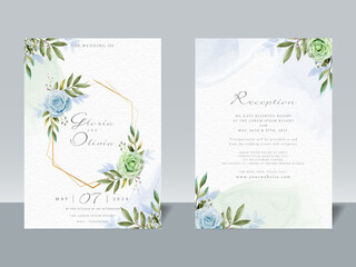 Elegant wedding invitation card template floral watercolor