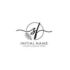 ZF Luxury initial handwriting logo with flower template, logo for beauty, fashion, wedding, photography