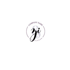 ZI Initial letter handwriting and signature logo. Beauty vector initial logo .Fashion  boutique  floral and botanical