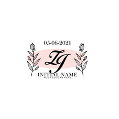 ZJ Initial letter handwriting and signature logo. Beauty vector initial logo .Fashion  boutique  floral and botanical