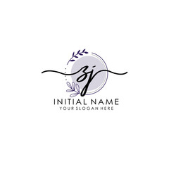 ZJ Luxury initial handwriting logo with flower template, logo for beauty, fashion, wedding, photography