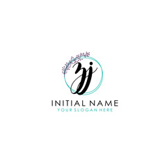 ZJ Initial letter handwriting and signature logo. Beauty vector initial logo .Fashion  boutique  floral and botanical
