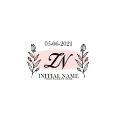 ZN Initial letter handwriting and signature logo. Beauty vector initial logo .Fashion  boutique  floral and botanical