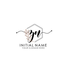 ZN Luxury initial handwriting logo with flower template, logo for beauty, fashion, wedding, photography