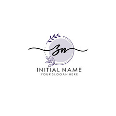 ZN Luxury initial handwriting logo with flower template, logo for beauty, fashion, wedding, photography