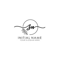 ZN Luxury initial handwriting logo with flower template, logo for beauty, fashion, wedding, photography