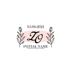 ZO Initial letter handwriting and signature logo. Beauty vector initial logo .Fashion  boutique  floral and botanical