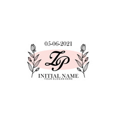 ZP Initial letter handwriting and signature logo. Beauty vector initial logo .Fashion  boutique  floral and botanical