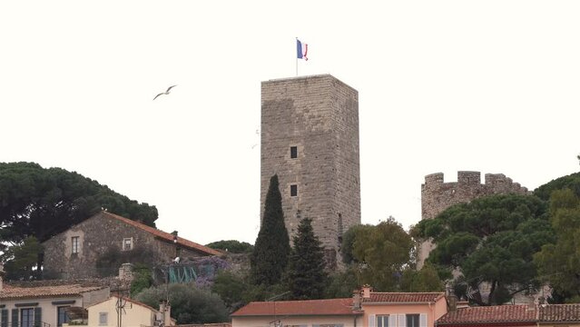 Cannes, France, Video - Closeup on the Chateau de la Castre in Cannes during a sunny day