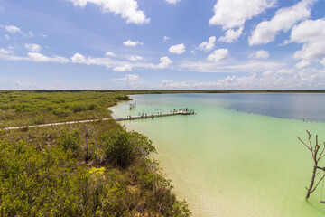 Laguna de Kaan Luur en Tulum, Quintana Roo, México.