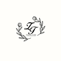 ZT Initial letter handwriting and signature logo. Beauty vector initial logo .Fashion  boutique  floral and botanical