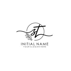 ZT Luxury initial handwriting logo with flower template, logo for beauty, fashion, wedding, photography
