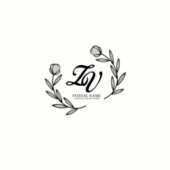 ZV Initial letter handwriting and signature logo. Beauty vector initial logo .Fashion  boutique  floral and botanical