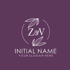 ZV Beauty vector initial logo art  handwriting logo of initial signature, wedding, fashion, jewelry, boutique, floral