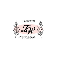 ZW Initial letter handwriting and signature logo. Beauty vector initial logo .Fashion  boutique  floral and botanical