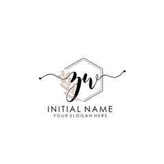 ZW Luxury initial handwriting logo with flower template, logo for beauty, fashion, wedding, photography