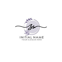 ZW Luxury initial handwriting logo with flower template, logo for beauty, fashion, wedding, photography