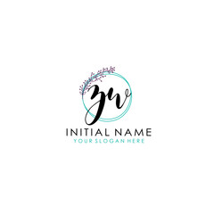 ZW Initial letter handwriting and signature logo. Beauty vector initial logo .Fashion  boutique  floral and botanical