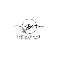 ZX Luxury initial handwriting logo with flower template, logo for beauty, fashion, wedding, photography